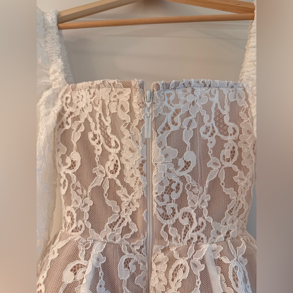 NWOT BRONX AND BANCO Colette White Lace Long Sleeve Mini Wedding Bridal Dress - Picture 13 of 16